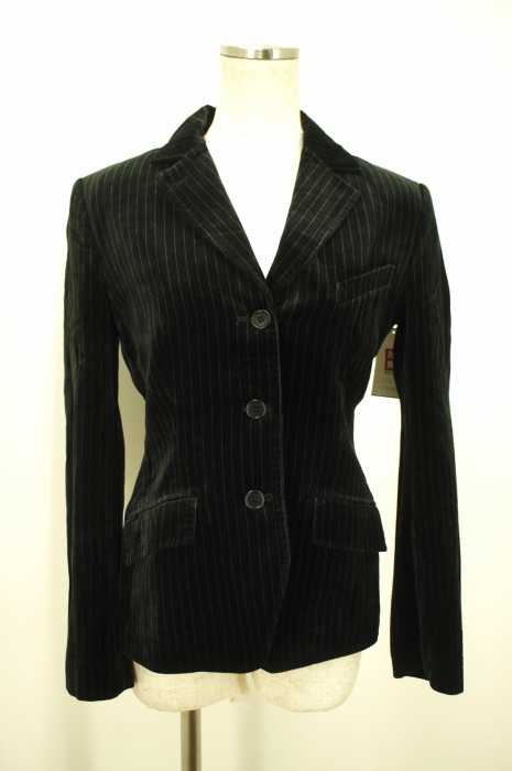 Paul Smith BLACK （ポールスミスブラック） ストライプ柄ベロア3Bテーラードジャケット レディース アウター