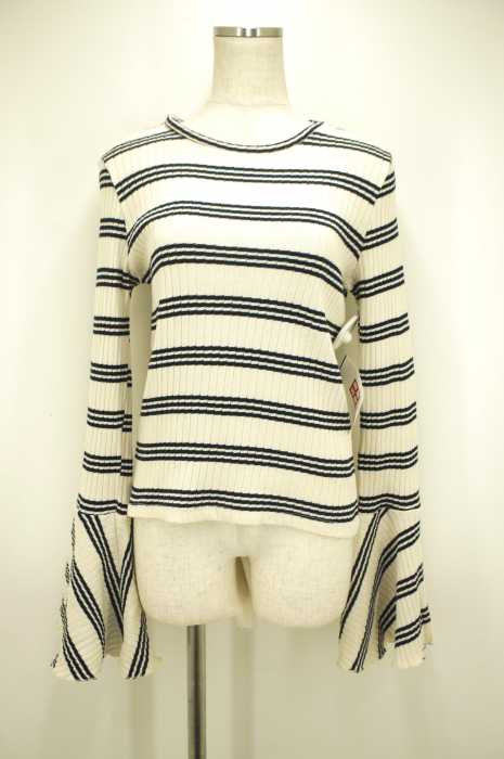 ZARA TRAFALUC （ザラトラファルック） 袖コンシャス ベルスリーブボーダートップス レディース トップス