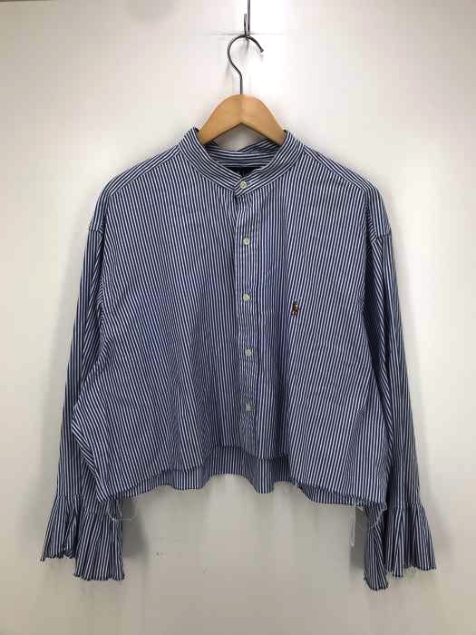 RALPH LAUREN(ラルフローレン) 胸ロゴ刺繍カットオフバンドカラーストライプリメイクシャツ レディース トップス