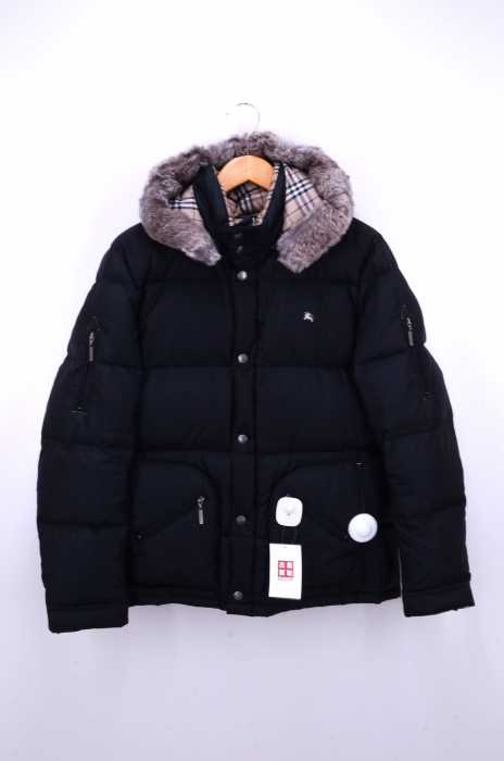 BURBERRY BLACK LABEL （バーバリーブラックレーベル） 裏地ノバチェックラビットファーフードホワイトグースダウンジャケット メンズ アウター