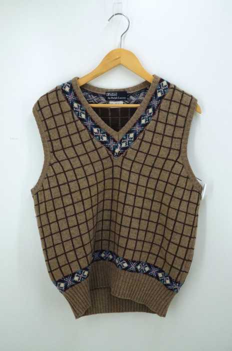 Polo by RALPH LAUREN （ポロバイラルフローレン） 柄切替Vネックニットベスト Pure Shetland メンズ トップス