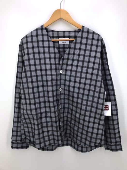 Adam et Rope（アダムエロペ） ノーカラーチェックシャツ メンズ トップス