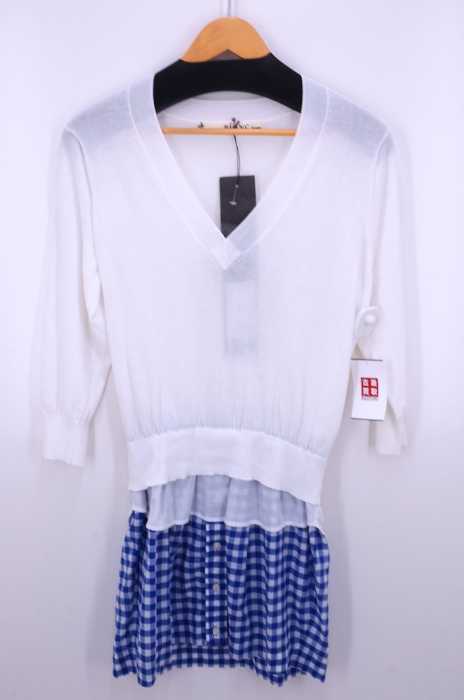 blanc basque（ブランバスク） Vネック シャツレイヤード プルオーバーニット レディース トップス
