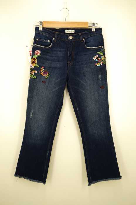 ZARA WOMAN (ザラ ウーマン) 花柄刺繍デニムパンツ レディース パンツ