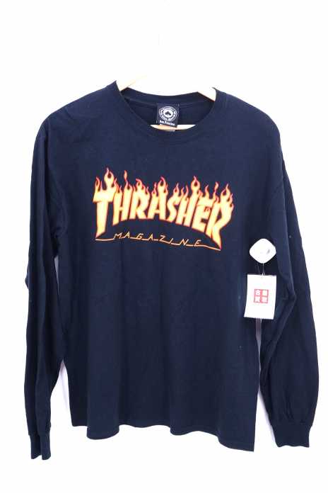 THRASHER（スラッシャー） ファイヤーロゴプリント コットンクルーネックロンT メンズ トップス