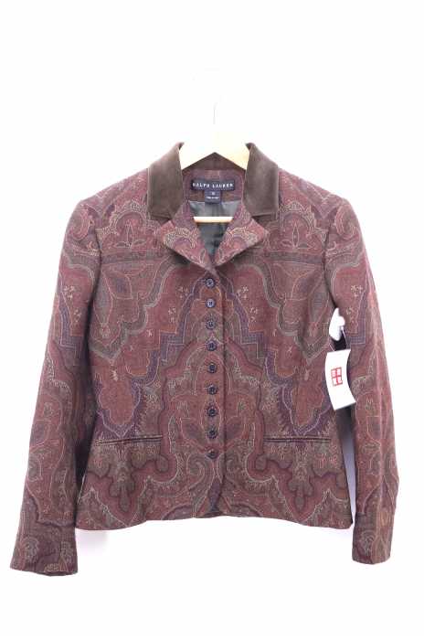 RALPH LAUREN （ラルフローレン） 襟ベロア切替 総柄ジャケット レディース アウター
