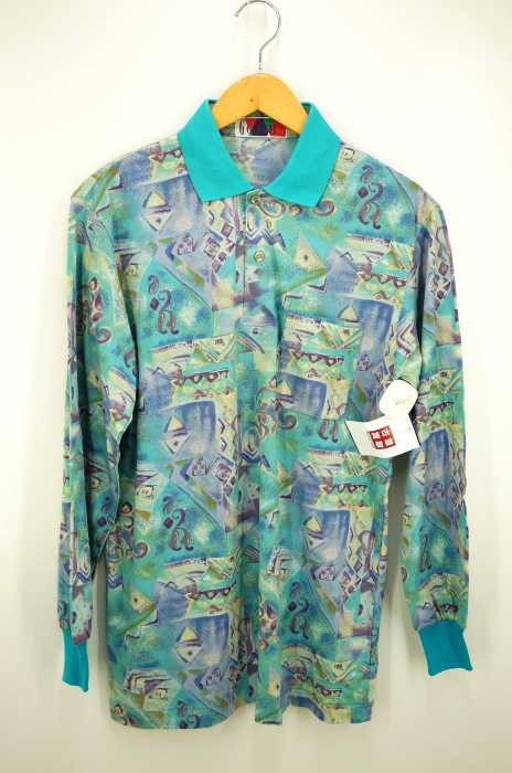 USED古着 (ユーズドフルギ) ペイントロングスリーブポロシャツ メンズ トップス