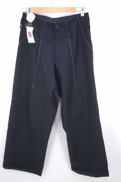 Yohji Yamamoto FEMME（ヨウジヤマモト ファム） 08AW ホワイトステッチウールサージワイドパンツ レディース パンツ