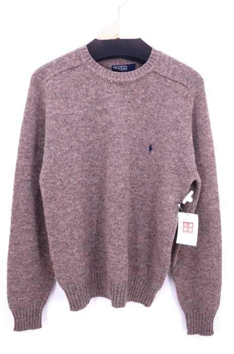 Polo by RALPH LAUREN （ポロバイラルフローレン） PURE WOOL  プルオーバー ワンポイント  ロゴ ポニー刺繍 ウール ニット メンズ トップス