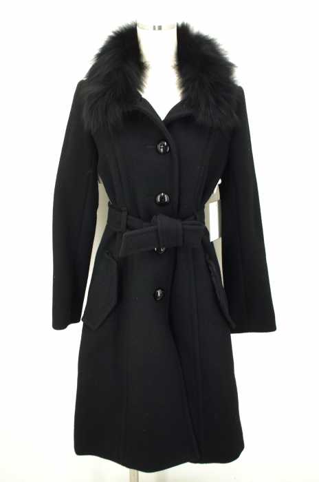 BURBERRY BLUE LABEL(バーバリーブルーレーベル) フォックスファー付きスタンドカラーコート レディース アウター