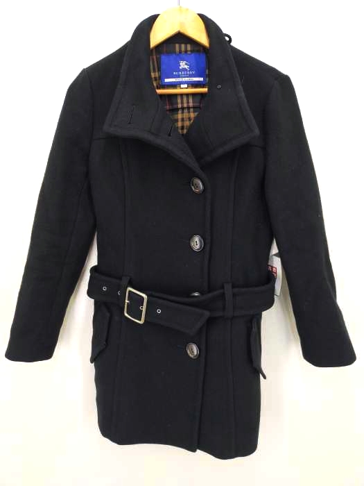 BURBERRY BLUE LABEL（バーバリーブルーレーベル） アンゴラ混スタンドカラーコート 裏地ノバチェック レディース アウター