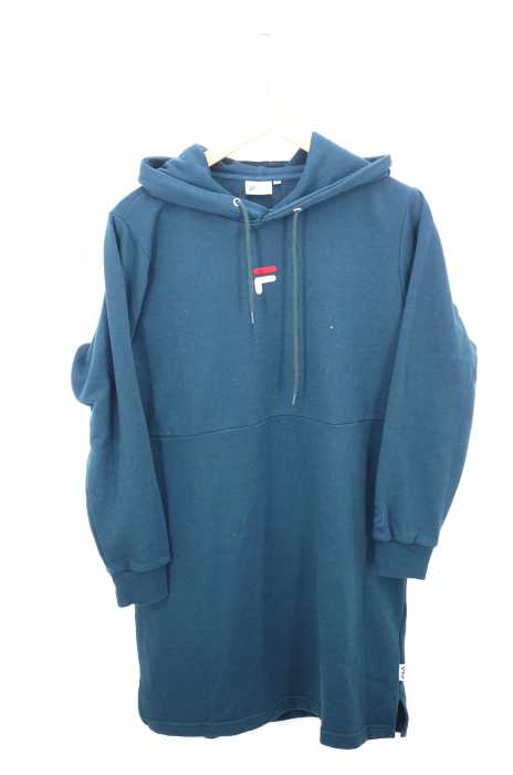 FILA （フィラ） ロゴ刺繍 コットンプルオーバーロングパーカー レディース ワンピース