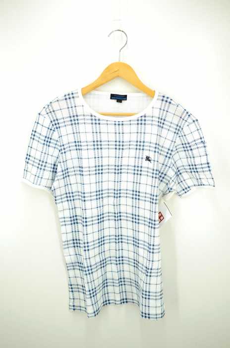 BURBERRY BLUE LABEL（バーバリーブルーレーベル） 胸ロゴ刺繍 チェック柄 クルーネックTee メンズ トップス