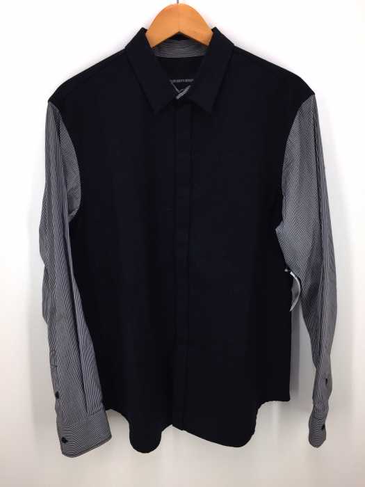 EMPORIO ARMANI(エンポリオアルマーニ) ストライプ切替比翼ウールシャツ メンズ トップス