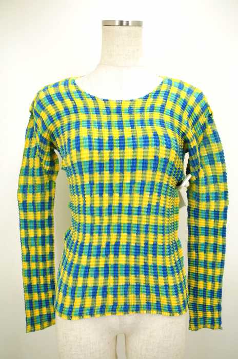 ISSEY MIYAKE （イッセイミヤケ） チェックプリーツカットソー レディース トップス