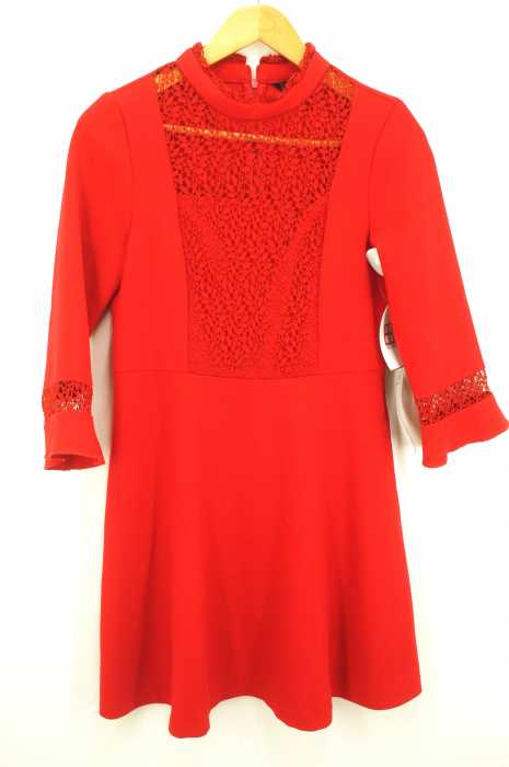 ZARA BASIC （ザラベーシック） レース切替 スタンドカラー レディース ワンピース