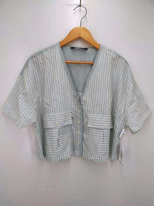 ZARA（ザラ） ストライプポケットショートシャツ レディース トップス