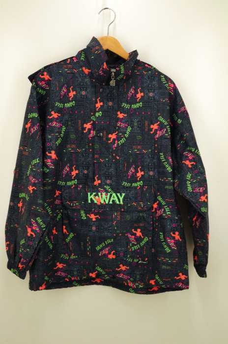 K-WAY（ケーウェイ） 総柄プリント ナイロンアノラックパーカー メンズ アウター