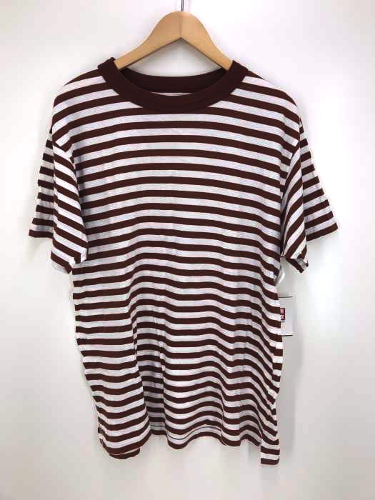 VAINL ARCHIVE（ヴァイナルアーカイブ） GIZA-B(WHITE×BROWN)スリットボーダーカットソー メンズ トップス