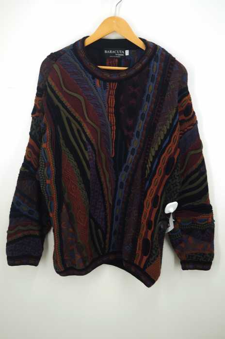 USED古着 (ユーズドフルギ) 80s~90s BARACUTA by TUNDRA 幾何学模様柄3Dニット メンズ トップス