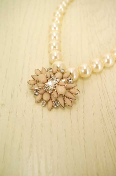 NATURAL BEAUTY BASIC (ナチュラルビューティーベーシック) フラワーモチーフストーンネックレス レディース アクセサリー