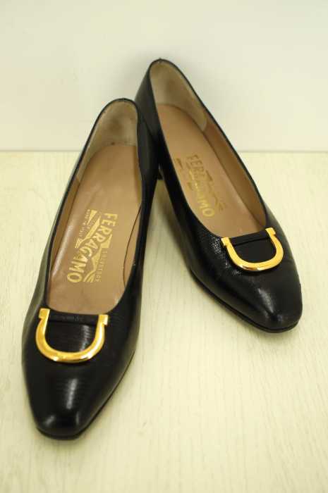 Salvatore Ferragamo （サルヴァトーレフェラガモ） スクエアレザーヒールパンプス レディース シューズ