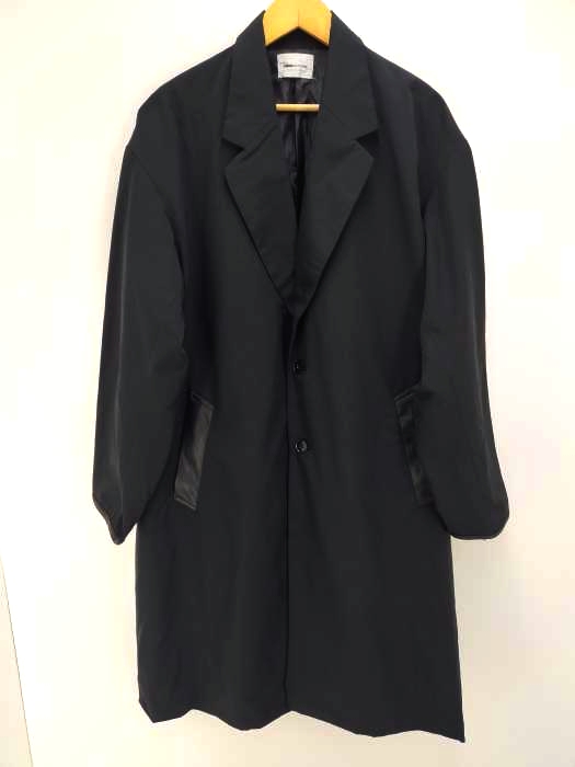 EMMA CLOTHES（エマクローズ） オーバーサイズ チェスターコート フェイクレザー切替 メンズ アウター