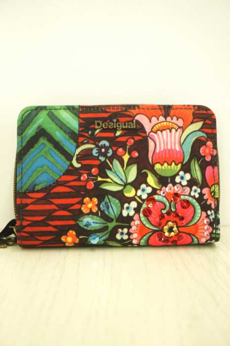 Desigual　 （デシグアル） its not the same!! 総柄 スパンコール ラインストーン ラウンドジップ小銭入れ レディース 財布・ケース