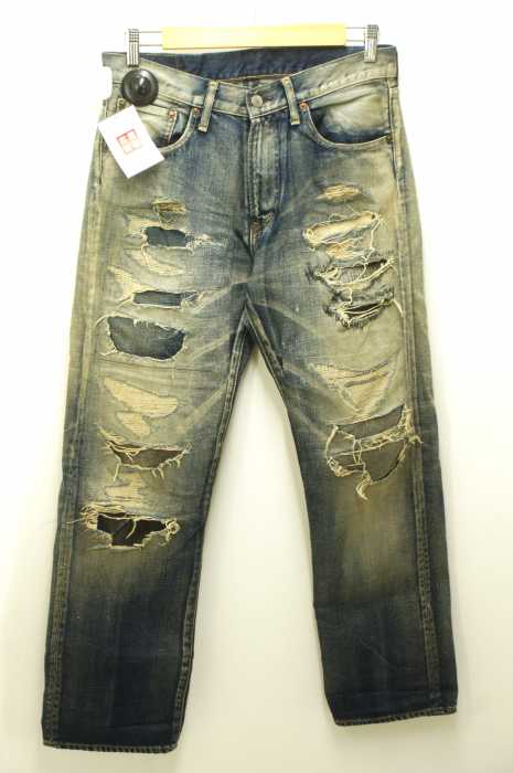 NEON SIGN （ネオンサイン） jodhpurs crash denim  42TALONジッパーリメイクUSED加工デニムパンツ メンズ パンツ