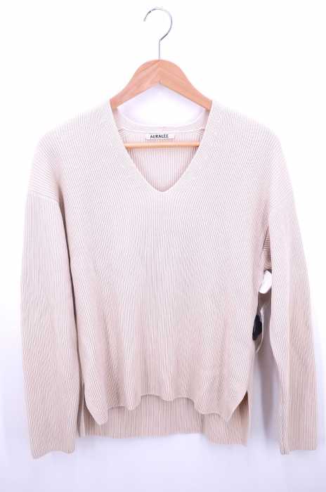 AURALEE (オーラリー) 18SS SUPER HARD TWIST RIB KNIT V-NECK P/O レディース トップス