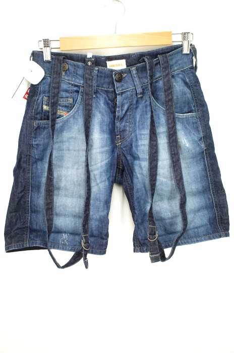 DIESEL (ディーゼル) サスペンダー付きダメージ加工デニムショートパンツ レディース パンツ