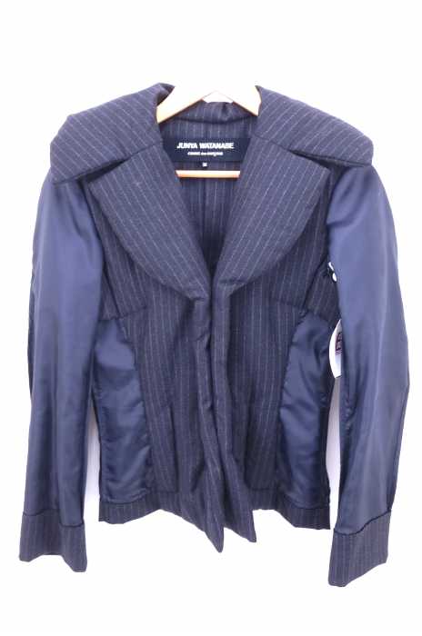 JUNYA WATANABE COMME des GARCONS （ジュンヤワタナベコムデギャルソン） AD2004 04AW ストライプ柄 インサイドアウトデザイン 変形中綿テーラードジャケット レディース アウター