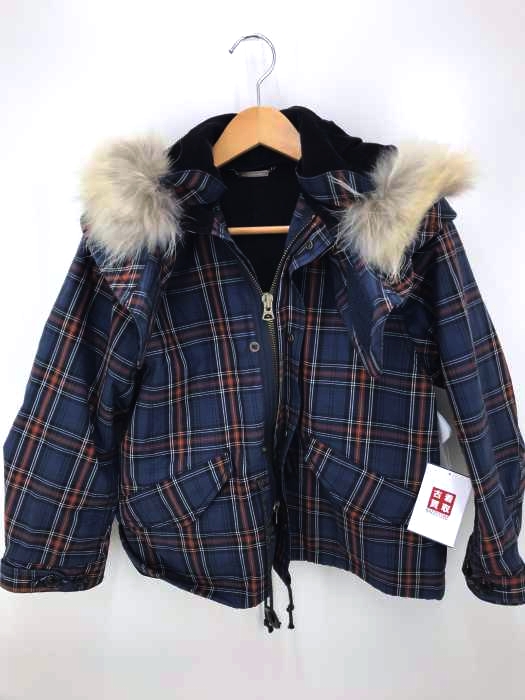 beautiful people(ビューティフルピープル) WET TARTAN SHORT FIELD PARKAウエットタータンショートフィールドパーカ 裏地コーデュロイチェック柄ファージャケット レディース アウター