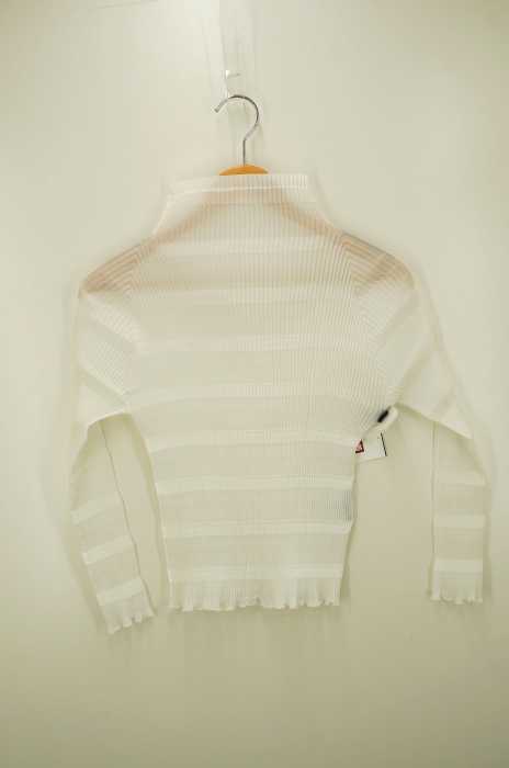 ISSEY MIYAKE(イッセイミヤケ) ボーダープリーツ加工ハイネックカットソー レディース トップス