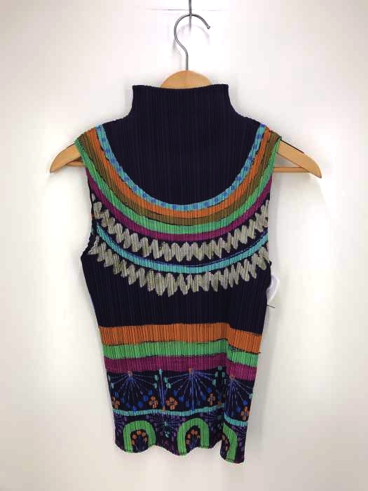 PLEATS PLEASE ISSEY MIYAKE（プリーツプリーズイッセイミヤケ） ボトルネック総柄ノースリーブカットソー レディース トップス