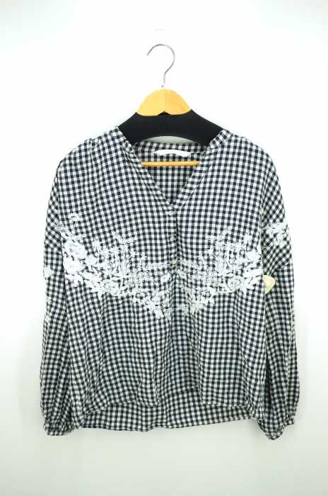 ZARA Trafaluc collection （ザラトラファルクコレクション） 花柄刺繍チェックブラウス レディース トップス