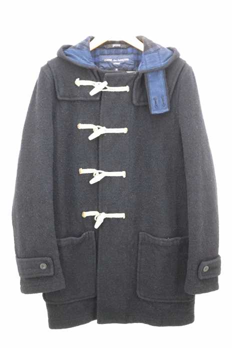 COMME des GARCONS HOMME × Gloverall（コムデギャルソンオム グローバーオール） AD2013 13AW 縮絨加工 裏地チェック柄 木製トグル ダッフルコート メンズ アウター
