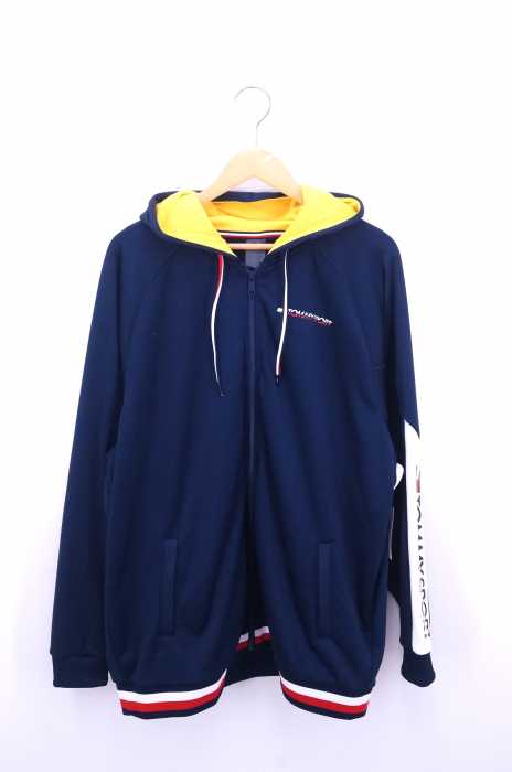 TOMMY SPORT (トミースポーツ) 18AW Contrast Lining Hoody 袖ロゴプリント ジップアップトラックパーカー メンズ トップス