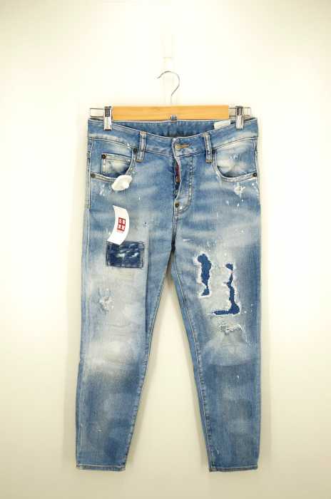 DSQUARED2 （ディースクエアード） 14SS クラッシュリペア加工 ストレッチテーパードデニム レディース パンツ