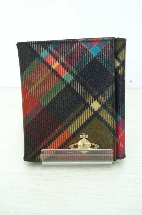 Vivienne Westwood （ヴィヴィアンウエストウッド） オーブ装飾 タータンチェック柄2つ折り財布 レディース 財布・ケース