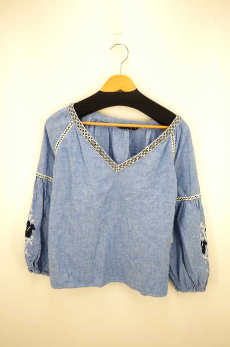 ZARA BASIC COLLECTION （ザラベーシックコレクション ） 刺繍Vネックブラウス レディース トップス