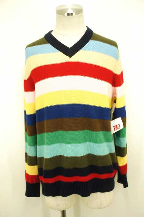 TOMMY HILFIGER （トミーヒルフィガー） マルチボーダーVネックセーター メンズ トップス
