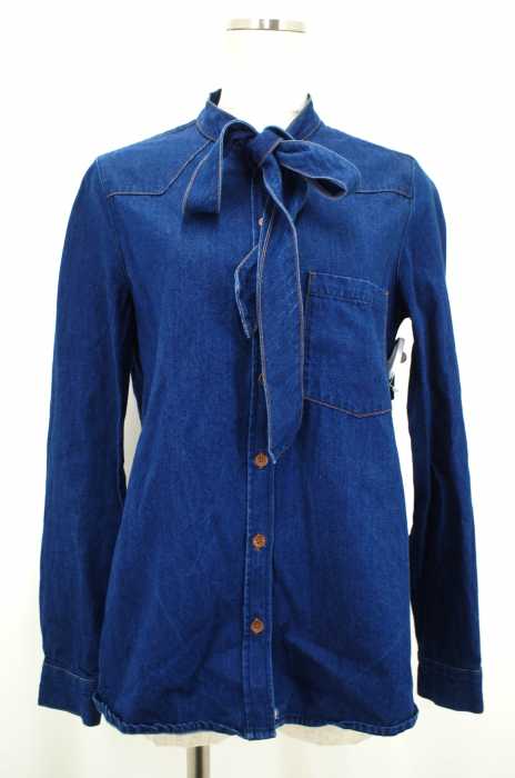 ZARA TRF （ザラティーアールエフ） ノーカラーデニムボタンシャツ レディース ワンピース