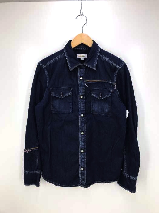 DIESEL（ディーゼル） かがり縫い切替 デニムシャツ メンズ トップス