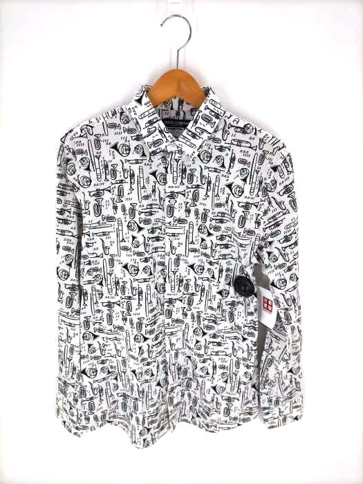 DOLCE&GABBANA（ドルチェアンドガッバーナ） White JAZZ SICILIA Slim Shirt メンズ トップス