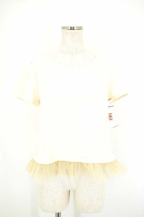 UNIVERVAL MUSE (ユニバーバルミューズ) ラメ入りチュール切替半袖トップス レディース トップス