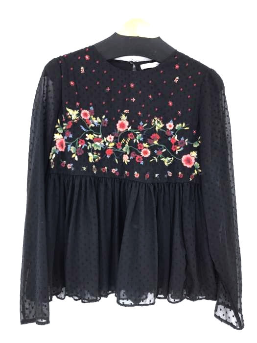 ZARA Trafaluc collection（ザラトラファルクコレクション） 花柄刺繍 シア―ブラウス レディース トップス