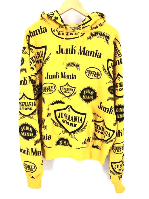 JUNKMANIA（ジャンクマニア） LOGO PATTERN HOODIE YELLOW メンズ トップス