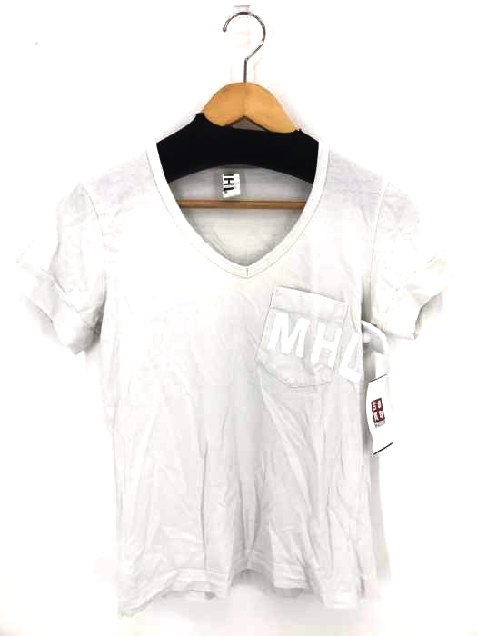 MHL.（エムエイチエル） ポケット付き ロゴVネックTシャツ レディース トップス