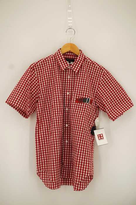 COMME des GARCONS HOMME PLUS （コムデギャルソンオムプリュス） AD2009 10SS コラージュ装飾ギンガムチェック柄コットンボタンS/Sシャツ メンズ トップス
